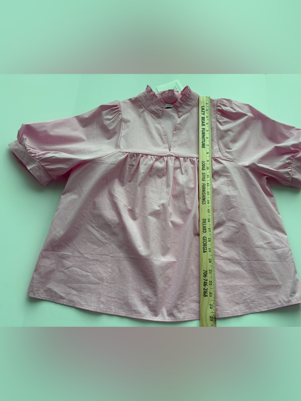 Cicy Bell NWT Light Pink Cotton Puff Sleeve Babydoll Blouse Size L - Picture 12 of 14